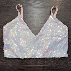 NWOT BlackMilk Sparkle Sparkle Pink Sequin Crop Size Large
